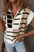 Black sweater vest with color block stripes and zipped collar