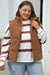 Coffee corduroy zipped stand-up collar down vest