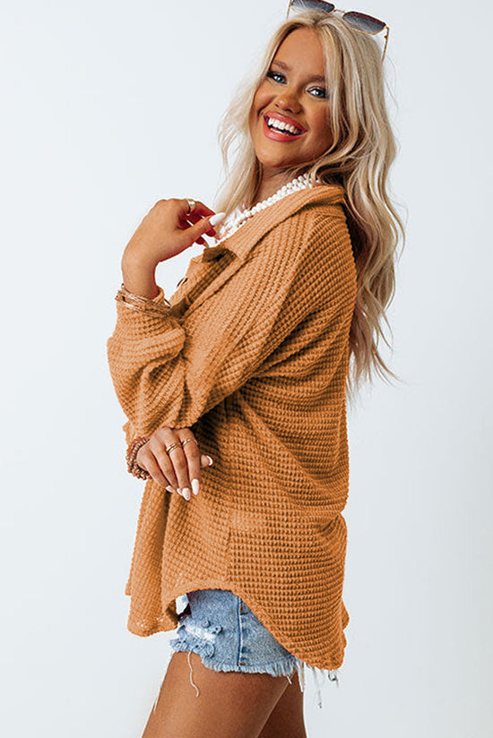 Decreeed shirt buttoned in brown embodied knitting