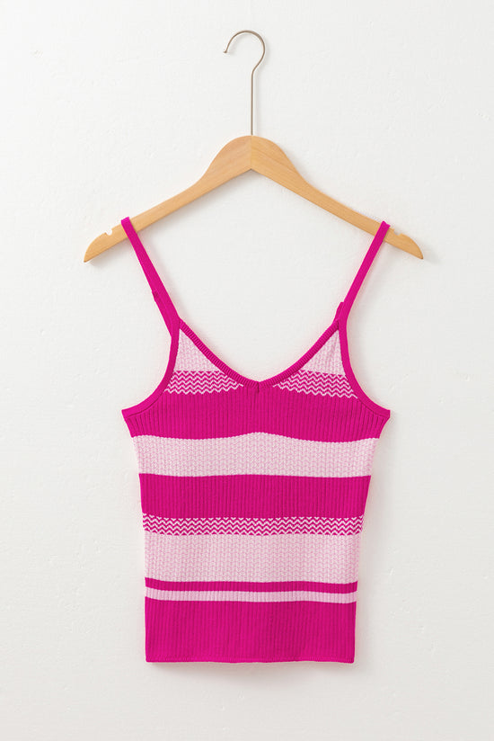 V -neck tank top with red stripes *