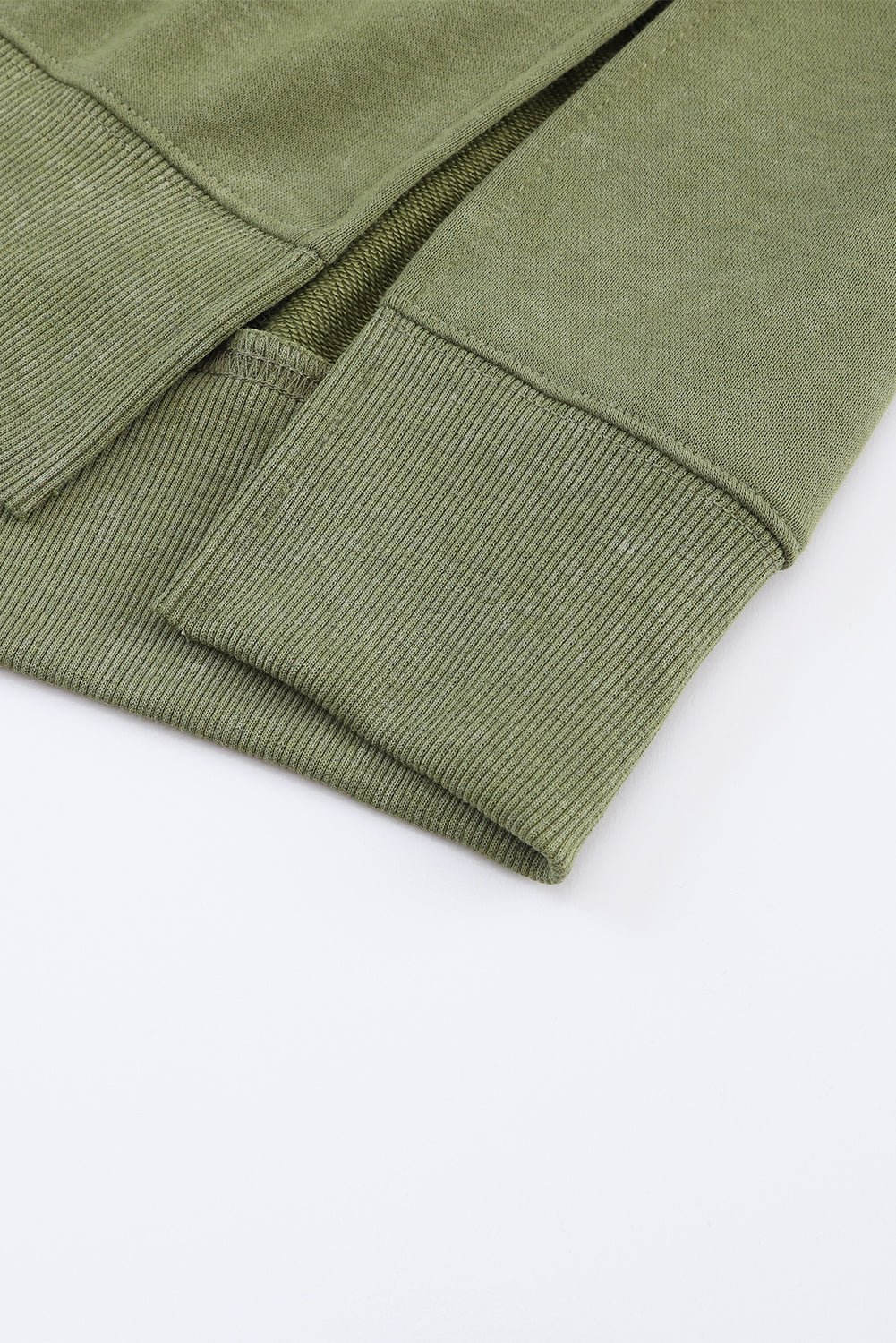 Sudadera verde de gran tamaño de gran tamaño con transbordadora y borde acanalado