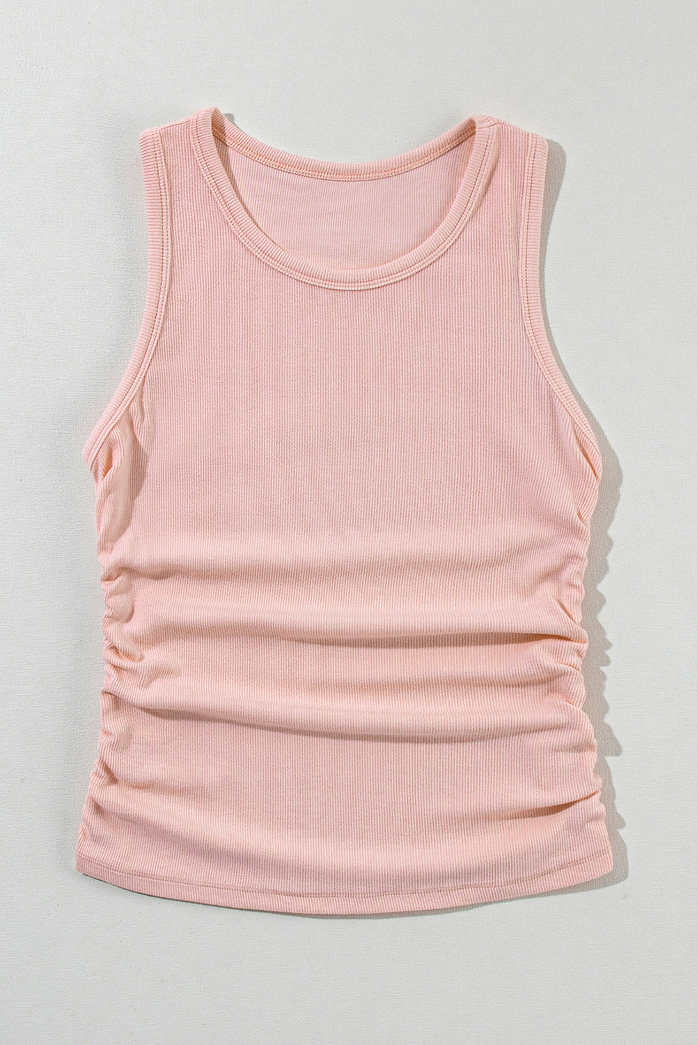 Apricot Pink Plain Ruched Side Tank Tank Toqule