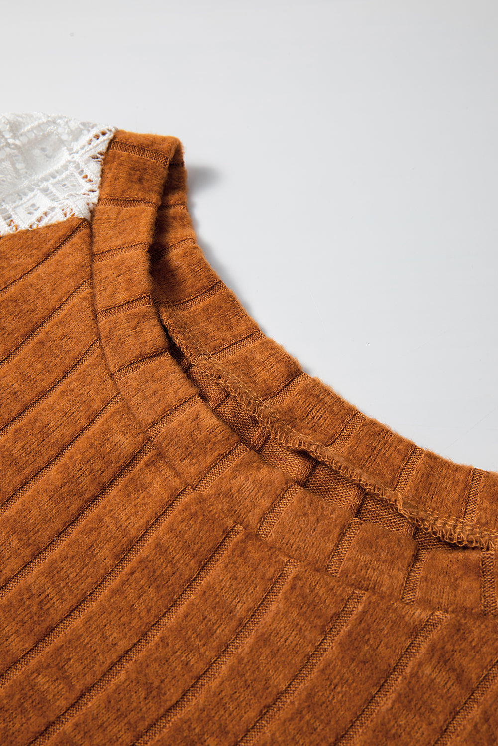 Chemisier côtelé à manches longues et patchwork floral cannelle-A WOMAN WE LOVE