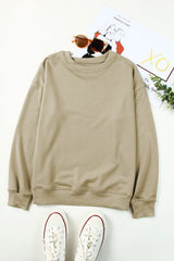 Plain khaki crew neck sweatshirt
