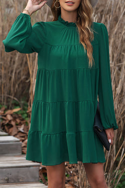 Green dress with ruffles and puffy sleeves *