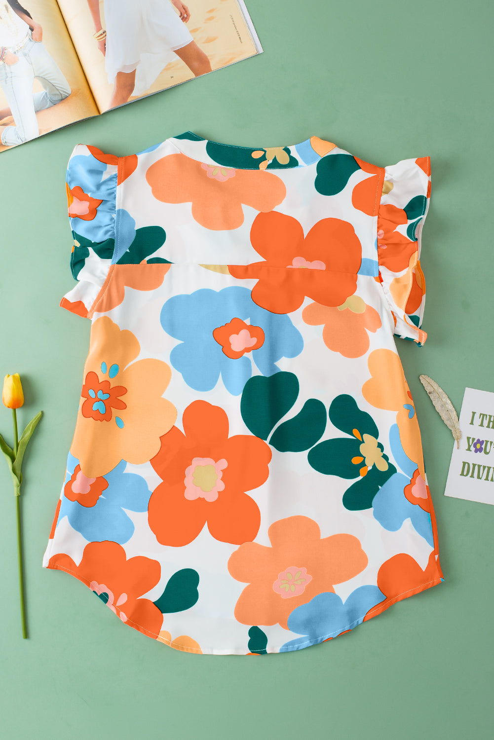 Chemisier orange à fleurs crantée *-A WOMAN WE LOVE