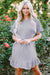 Light Grey Floral Lace Patchwork Ruffle T-Shirt Dress