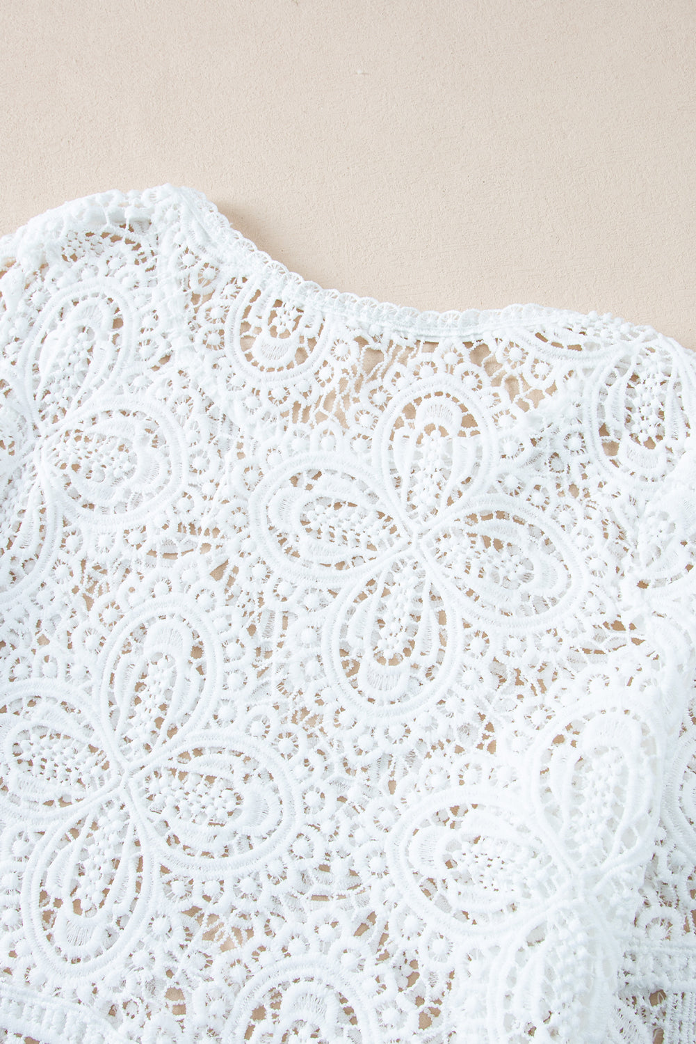 Bohemien de farine d'avoine Bohemian Macrame en dentelle Crochet Half Mancheve Blouse