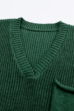 Ensemble pull vert tricoté à col en V et pantalon décontracté