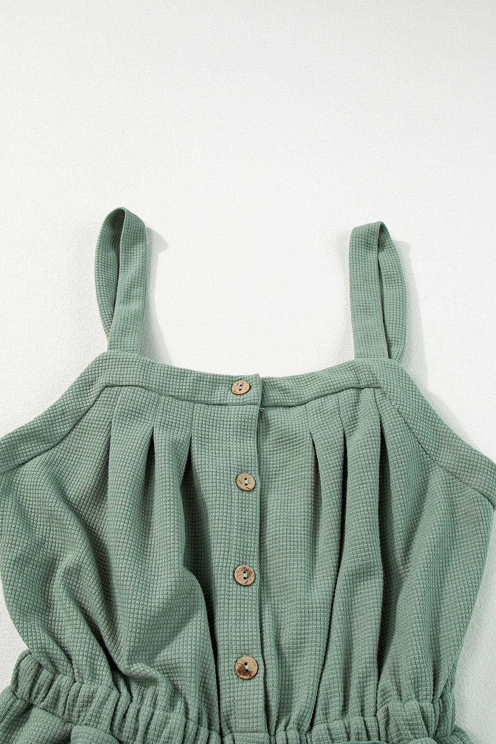 Moss Green Knotted Gurte Button Strukturierte Kordeloverall