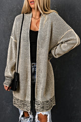 Cardigan long tricoté à carreaux abricot ouvert sur le devant-A WOMAN WE LOVE