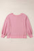 Pink Waffle Knit Bishop Sleeve Split Oversized Top