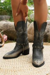 Bottes western marron foncé effet vieilli à bout pointu et talon large