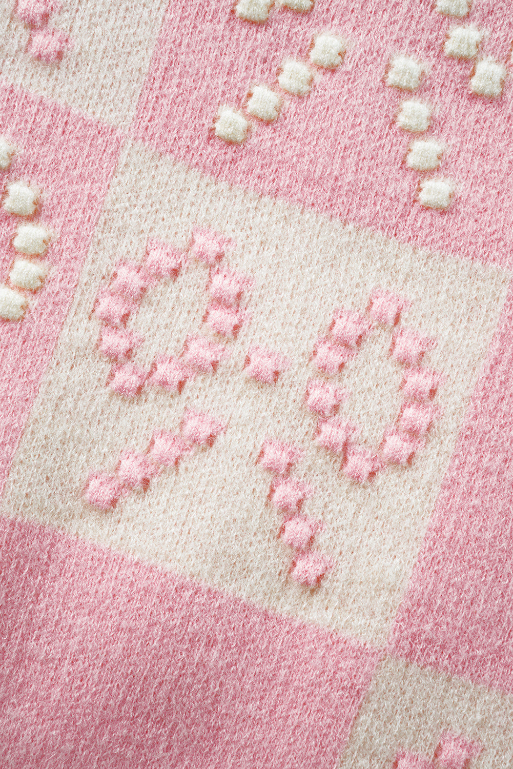 Suéter a cuadros rosa preppy con nudo y detalle