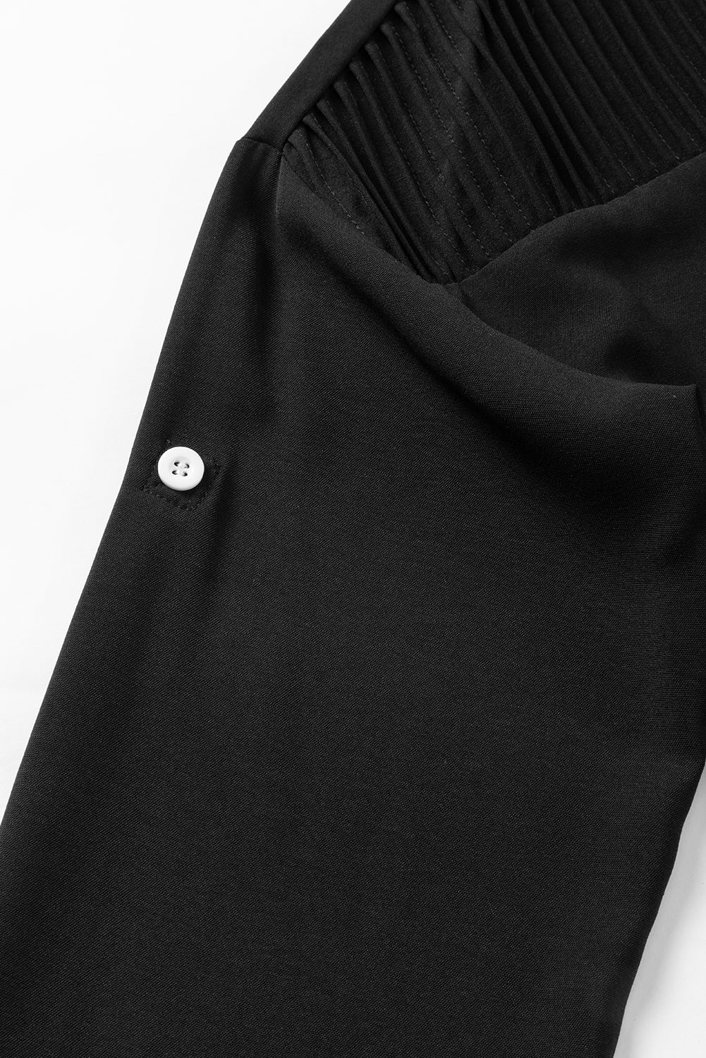 Blusa de detalle de costura de manga en rollo negro