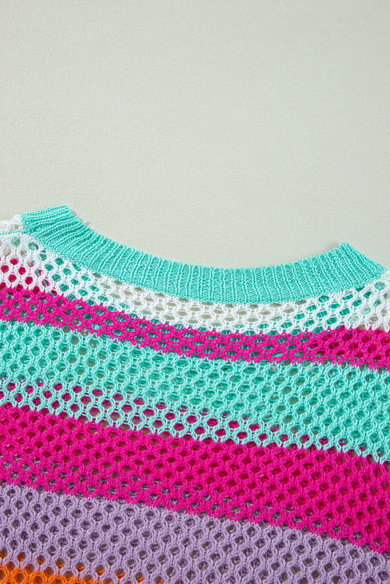 Pull à œillets en tricot patchwork *