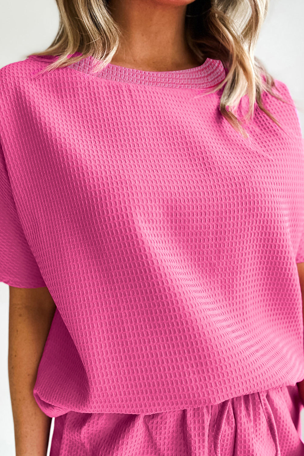 Ensemble t-shirt texturé décontracté fuchsia *-A WOMAN WE LOVE