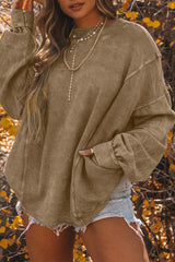 Sudadera de color caqui de gran tamaño con estiramiento retorcido y espalda abierta