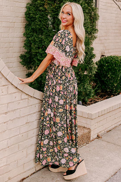 Floral bohemian dress sexy patchwork *