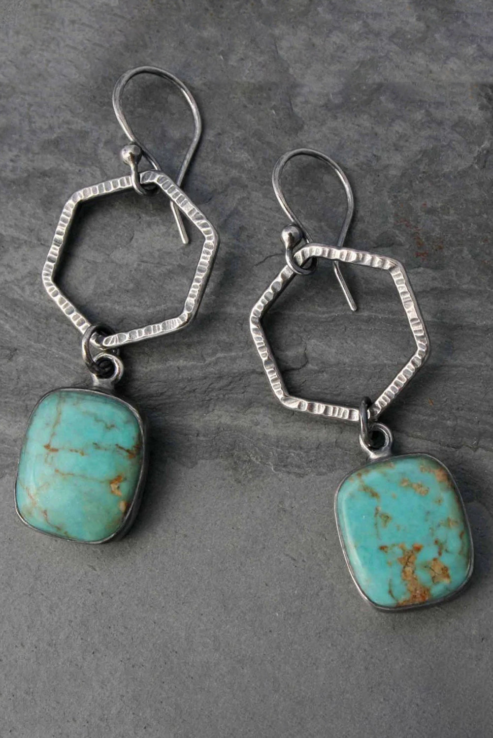 Boucles d'oreilles géométriques turquoise vintage vertes