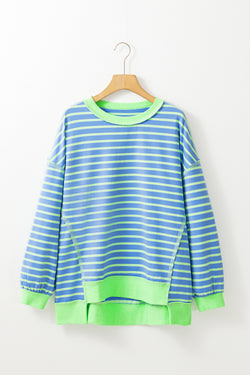 High-lower tunic-tunic sweatshirt with contrasting stripes *