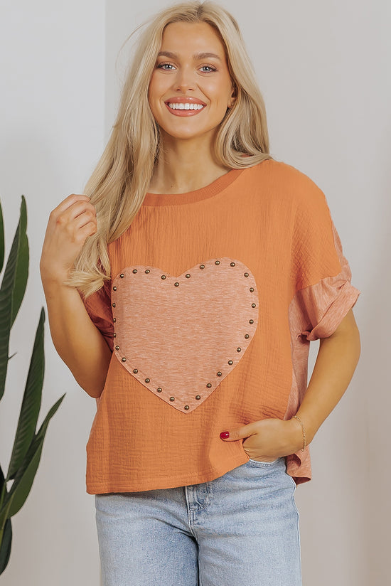 High dolman textured with heart patch *