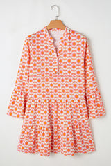 Mini-Shelter naranja con estampado floral y mangas de volantes *