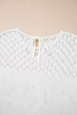 Pull blanc à manches courtes en tricot *