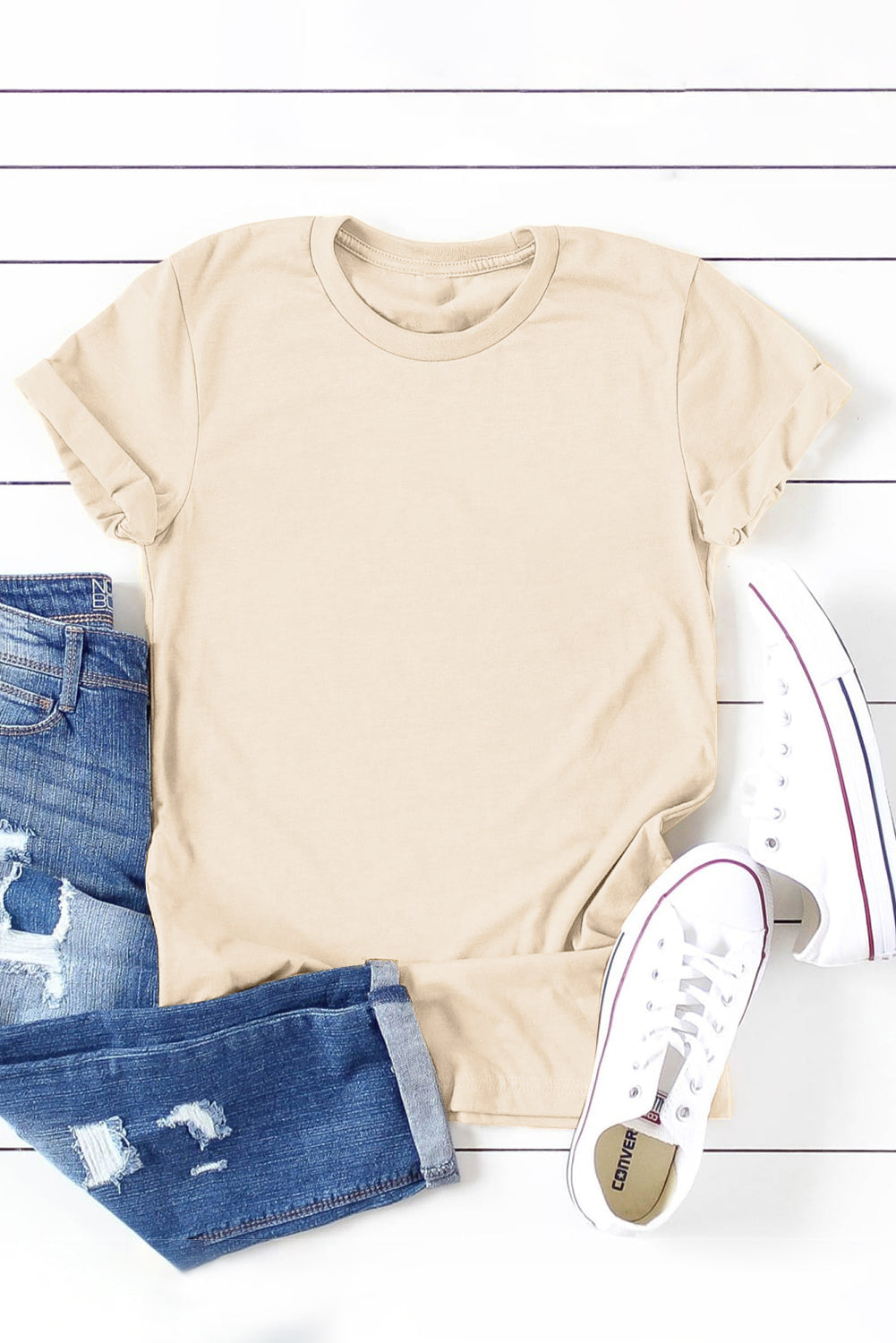 Khaki Color Color Crew Tee