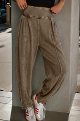 Pantalon décontracté taille haute style jogging
