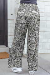 Pantalon large en tricot éponge gris à imprimé animal