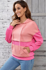 Sweat à capuche texturé rose *