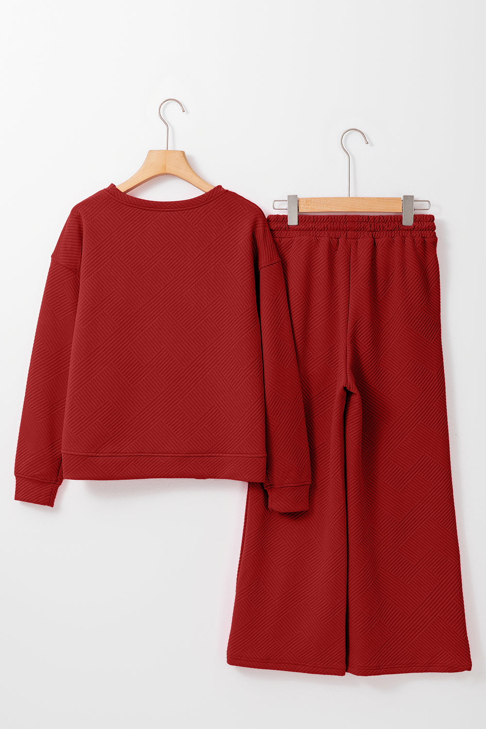 Dahlia Red Textured Ultra Loose 2 Piece Outfit