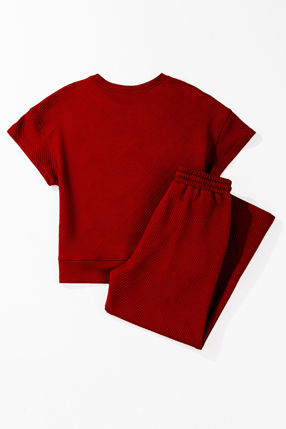 Red Dahlia strukturiertes Lose -Fit -T -Shirt und Drawesshosen Set