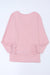 Long sleeve top and pink V -collar with ribbed texture and lace border