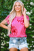 Bright Pink Corded Flower Embroidery Short Sleeve Knitwear Top-A WOMAN WE LOVE