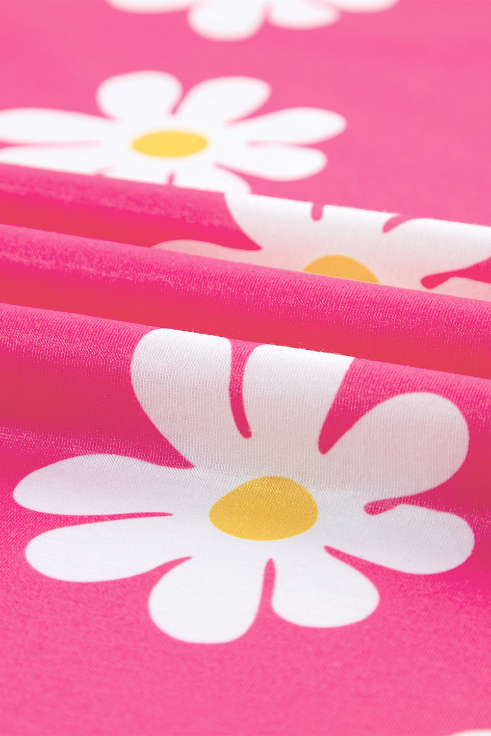 Marguerite Pink Printed Round Color T-shirt