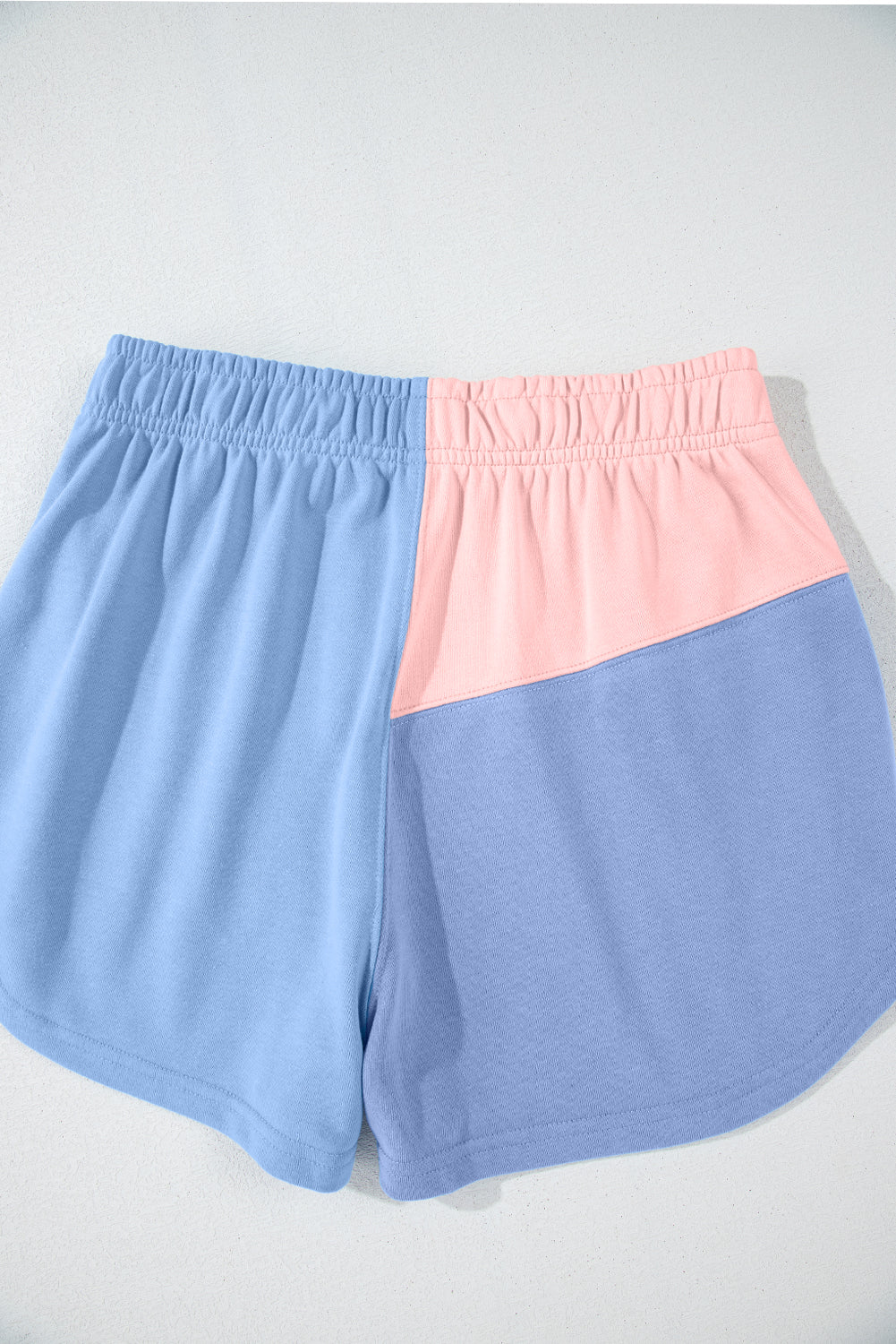 Sky Blue Color Block Patchwork Long Sleeve Shorts Outfit