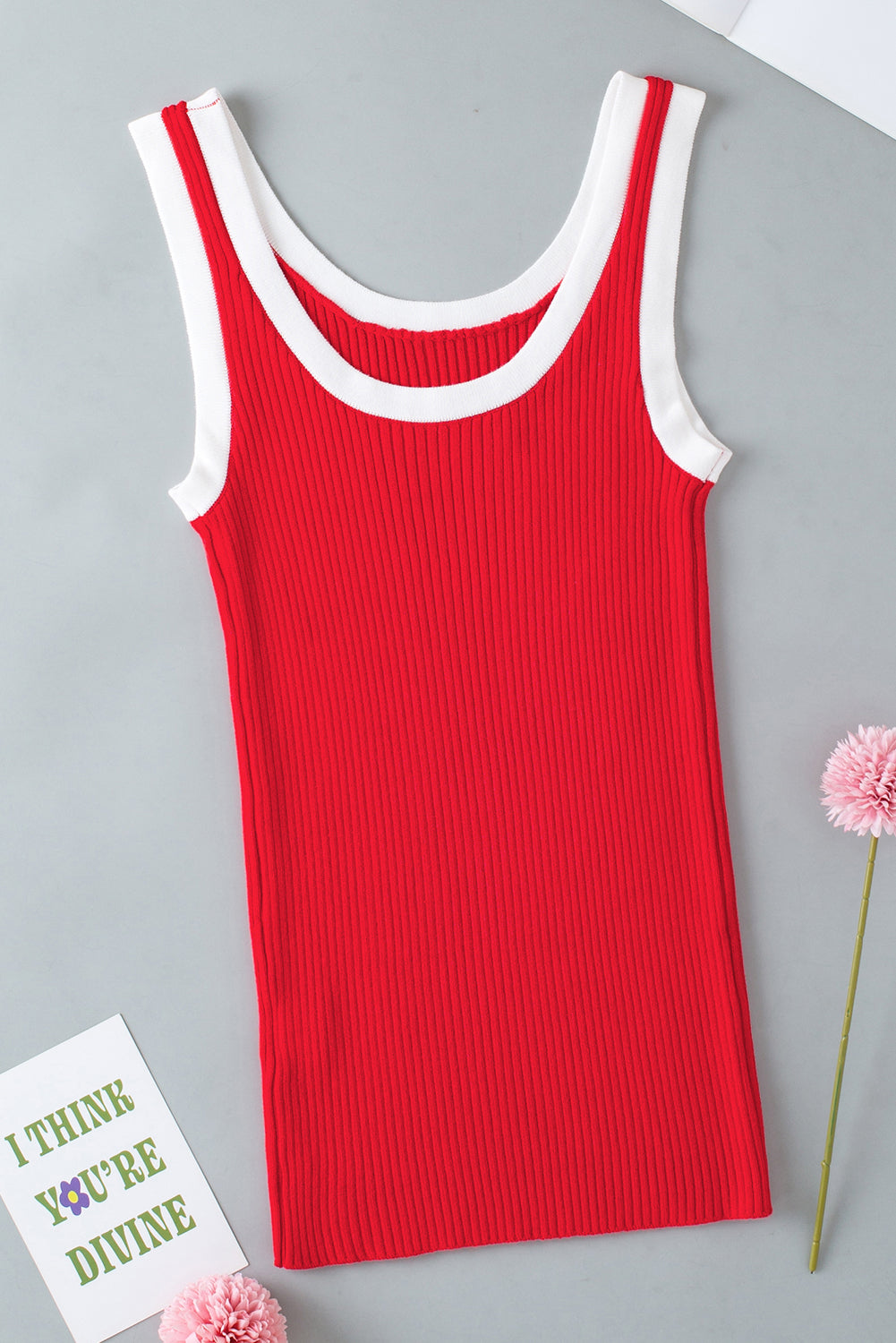 Débardeur à col en U en tricot côtelé *-A WOMAN WE LOVE