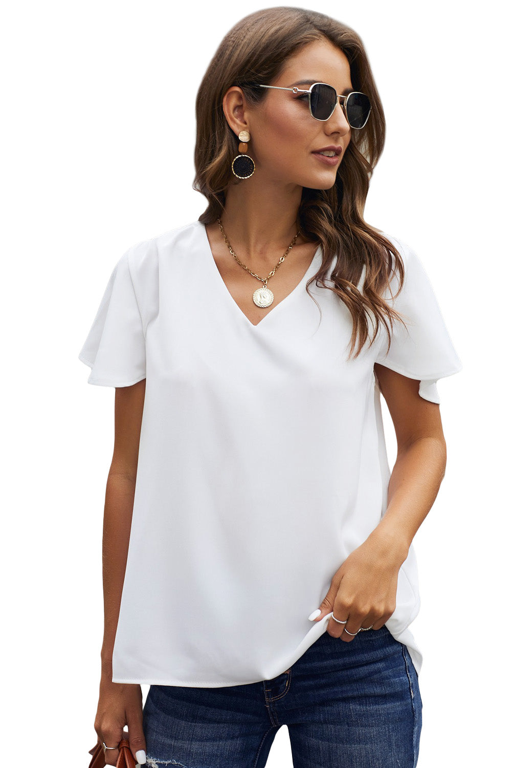 T-shirt blanc couche en V