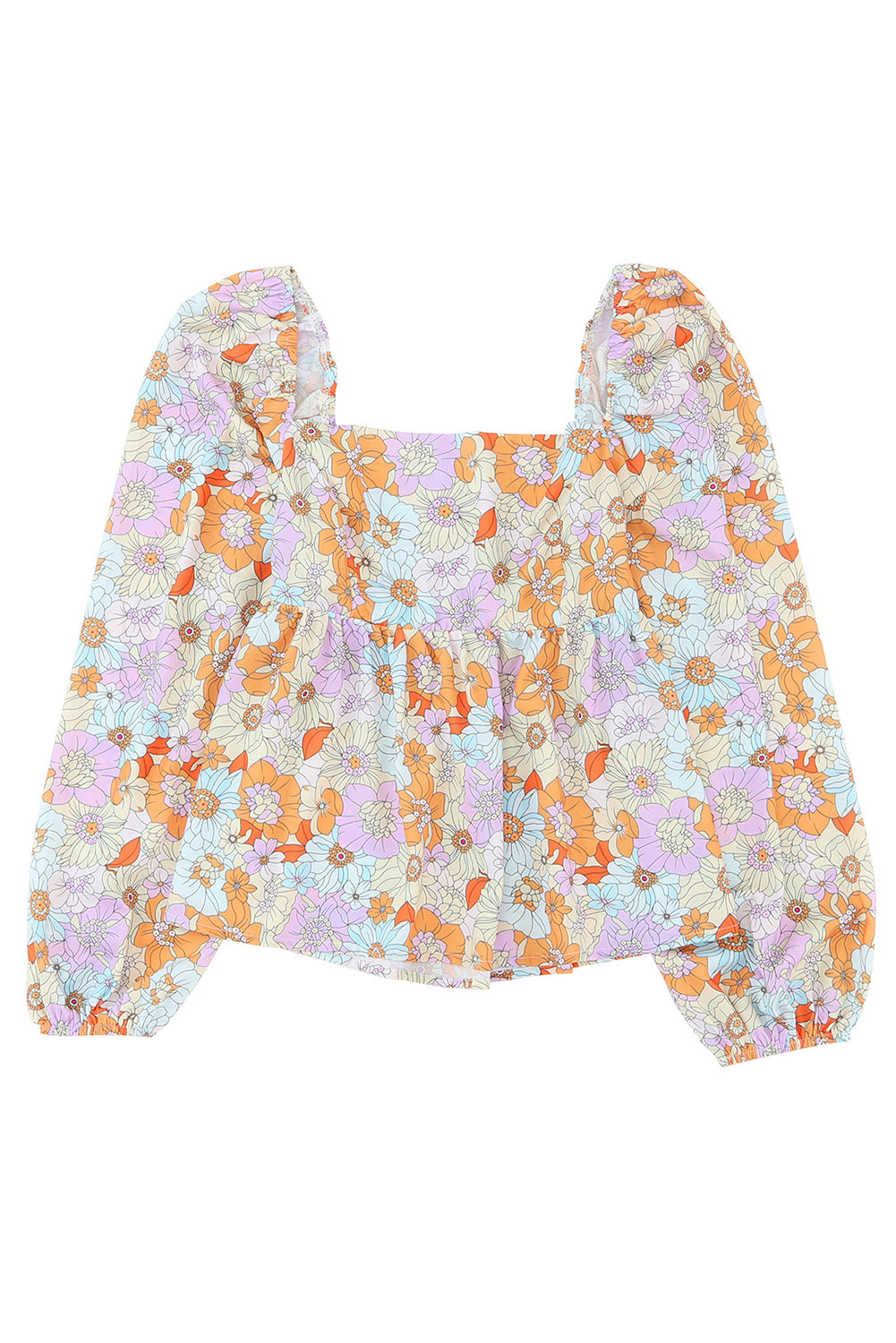 Blouse babydoll à manches bouffées à manche à manche floral multicolore