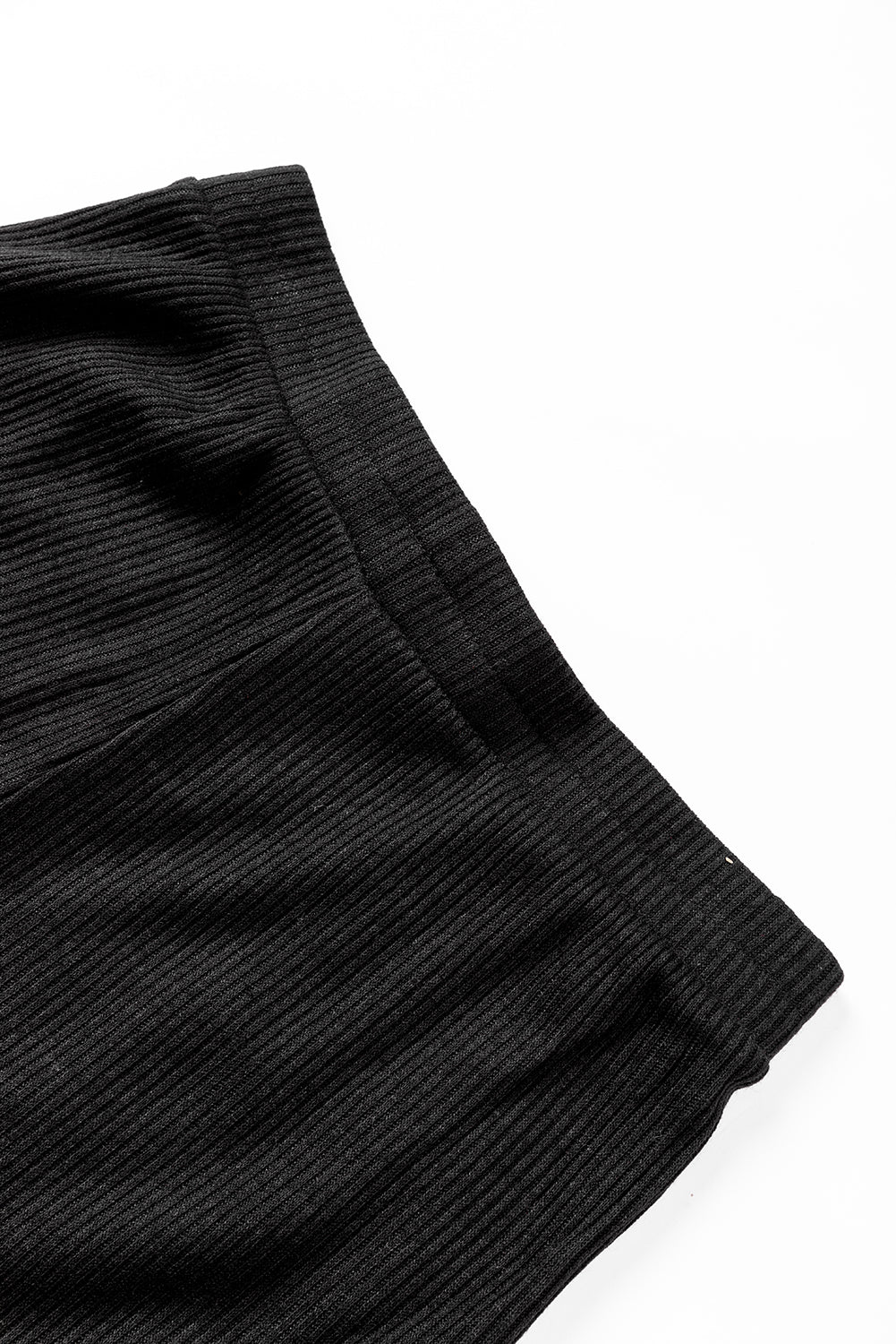 Black Ribbed Trined Collared Henley Top and Pantal