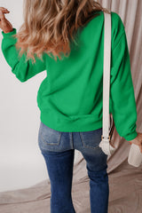 Sudadera en tela de esponja con hombro caído y forro en vellón verde oscuro oscuro
