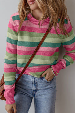 Round neck sweater with ribbed edges *