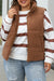 Coffee corduroy zipped stand-up collar down vest