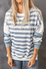 Striped Drop Shoulder Sweatshirt with Stripes