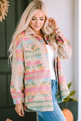 Multicolored jacket with flap pocket and western Aztec print