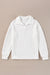 White long sleeve top with sporty collar and quilted texture