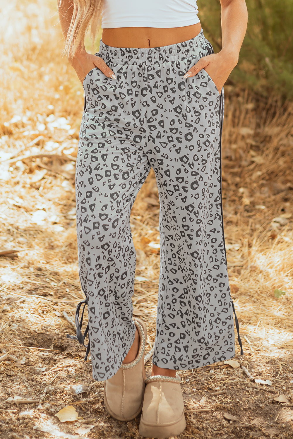 Pantalon léopard gris Taile haute