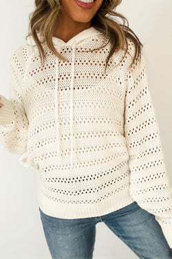 White hooding sweater in ruglan stitching knitted knit